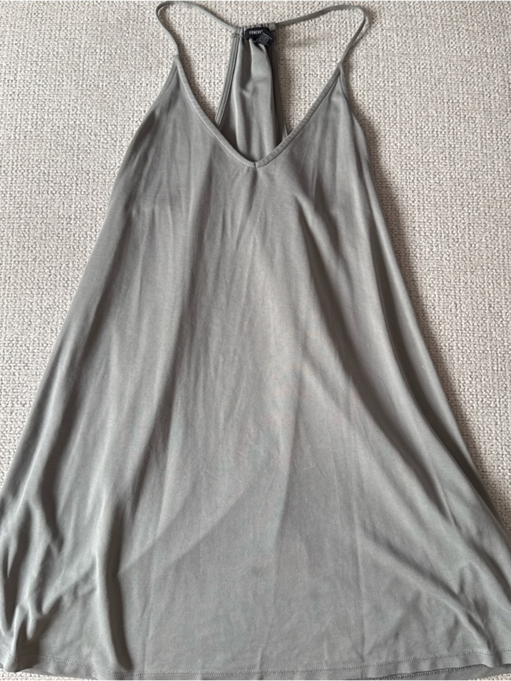 Women's V-Neck Racerback Tank Dress in Light Gray-Green